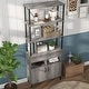 preview thumbnail 3 of 7, DH BASIC Farmhouse Vintage Grey Oak 5-Shelf and 2-Drawer 2-Cabinet Bookcase by Denhour