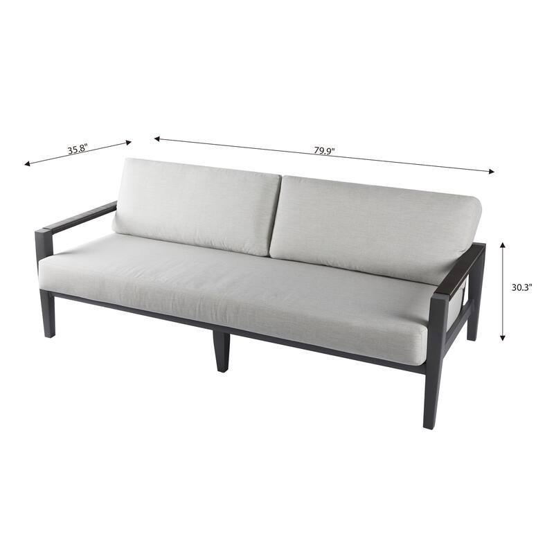 Elementi Laguna Outdoor Aluminum 3-Seat Sofa with Sunbrella® Cushions