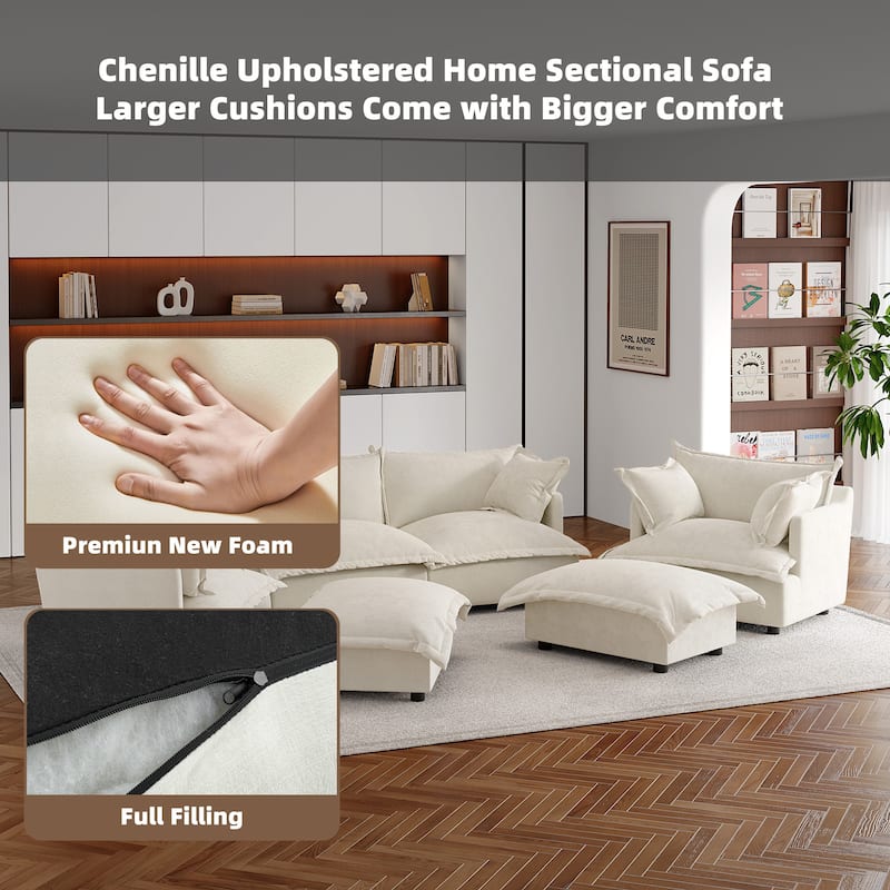 Double Layer Cushion Comfy Cloud Modular Sectional Sofa Set