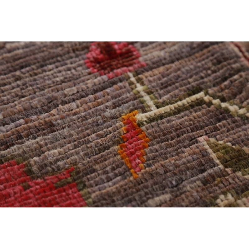 Hand Knotted Oriental 100% Wool Carpet Transitional All-Over Brown Oushak Area Rug - 12' 4'' X 9' 0''