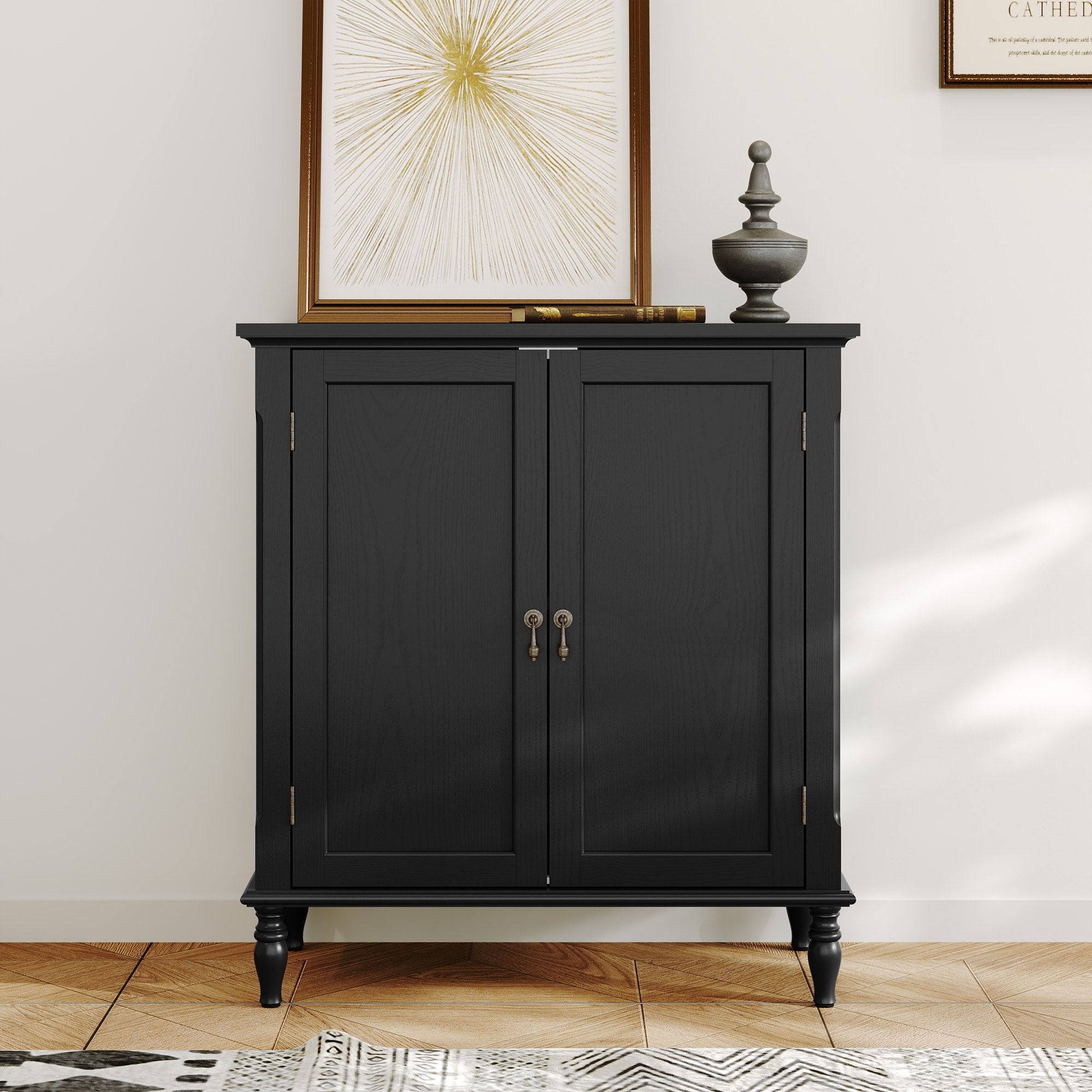 34.5'' Sideboard with Solid Wood Legs & 2 Adjustable Shelves
