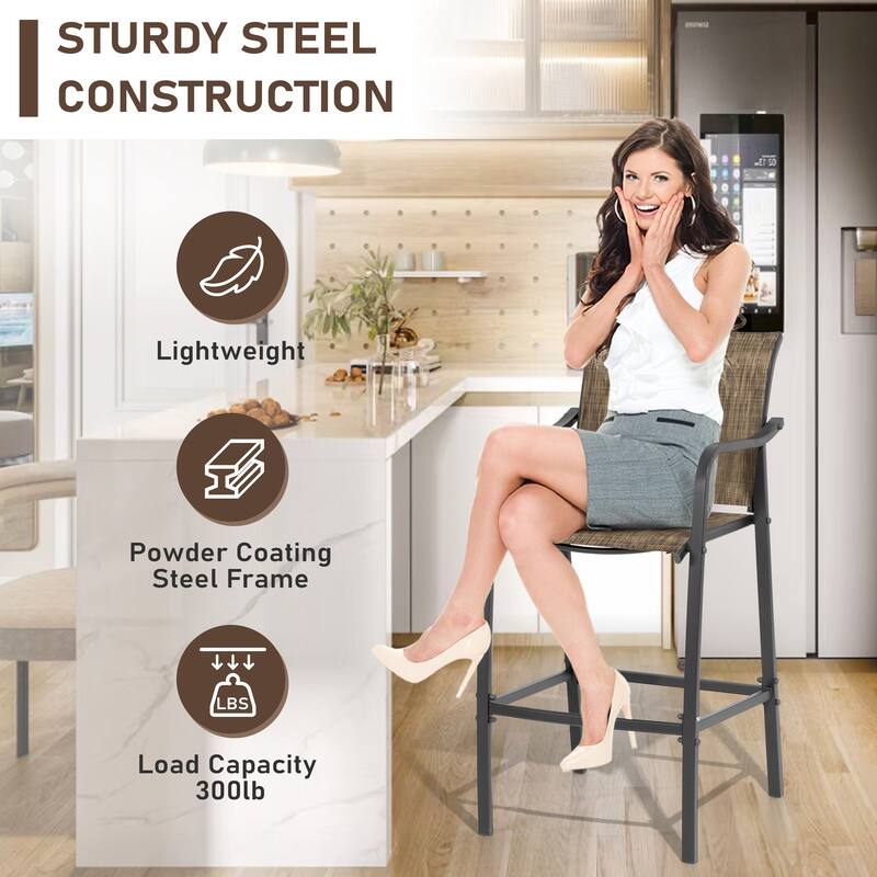 Pellebant Outdoor Bar Height Barstools Dining Chairs