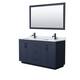 Option Dark Blue, Black Trim, White Carrara Marble Top
