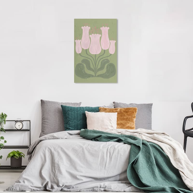 Wynwood Studio Canvas Floral and Botanical Floral Lamps Pink and Light Pink Modern & Contemporary Wall Art Canvas Print - 36 x 24