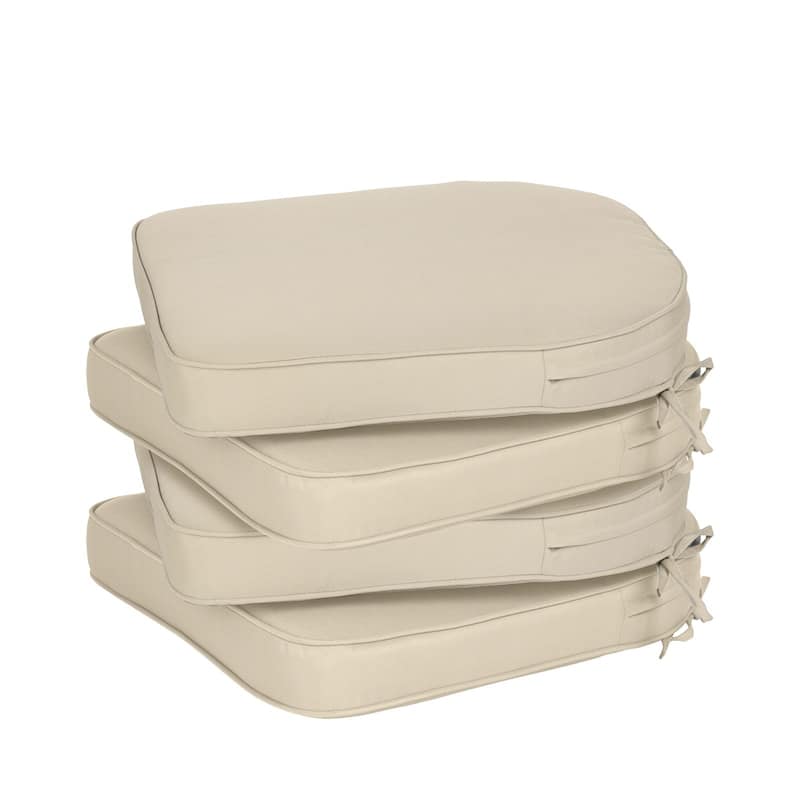 Aoodor Outdoor Chair Cushion Soft and Fade-resistant Polyester Set of 4 - 18''x19'' - Khaki