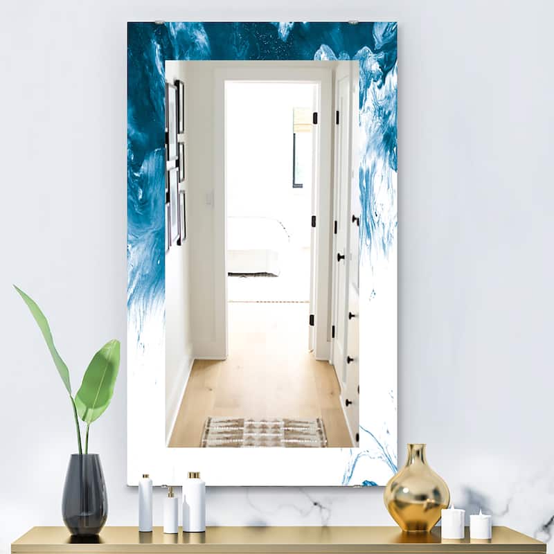 Designart 'Marbled Geode 16' Mid-Century Mirror - Vanity Printed Mirror