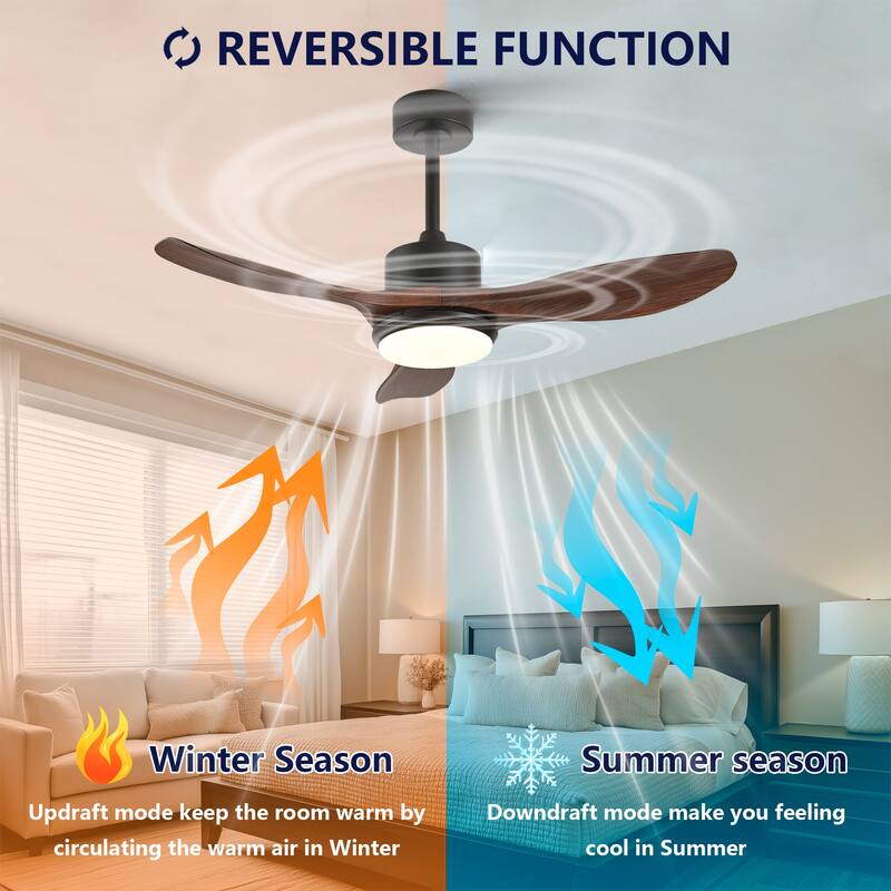 Sofucor 42/52 Inch Ceiling Fan With Light,3 ABS Blades Remote Control,Reversible DC Motor With Dimmable LED