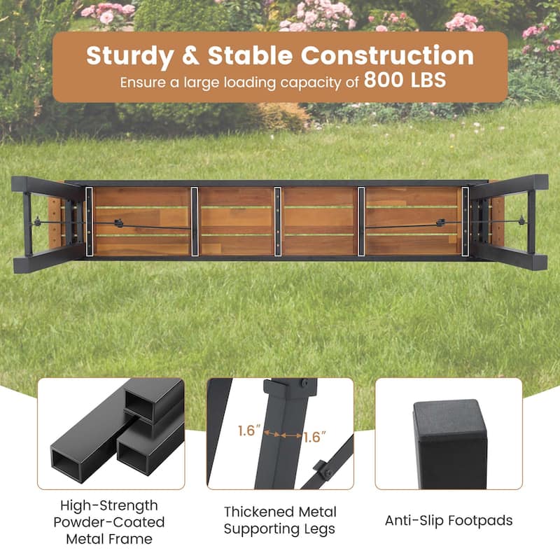 Costway Folding Picnic Table & Bench Set Dining Table with Metal Frame - See Details