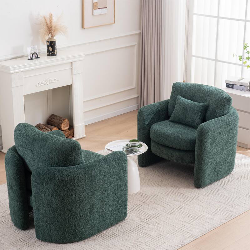 Rounded Corner Accent Chair Lounge Chair, Single Sofa Chair Armchair for Living Room