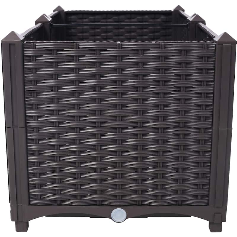 Anmytek Deep Raised Garden Bed Self Watering Plastic Planter Box for Vegetables Flowers and Herbs 31.5L x 15.7W x 14.7H