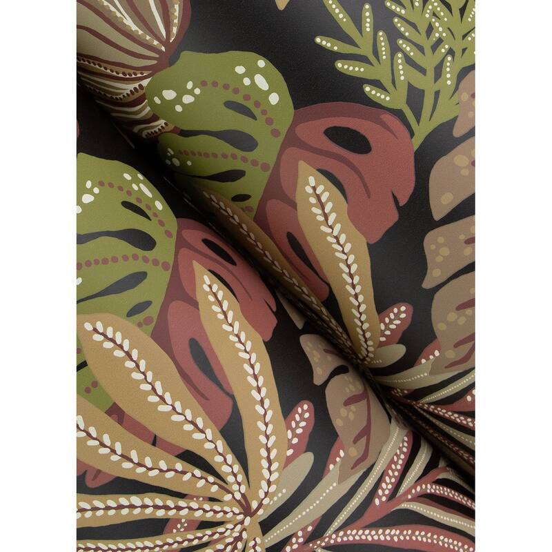 A-Street Prints Alocasia Burgundy Tropical Foliage Wallpaper