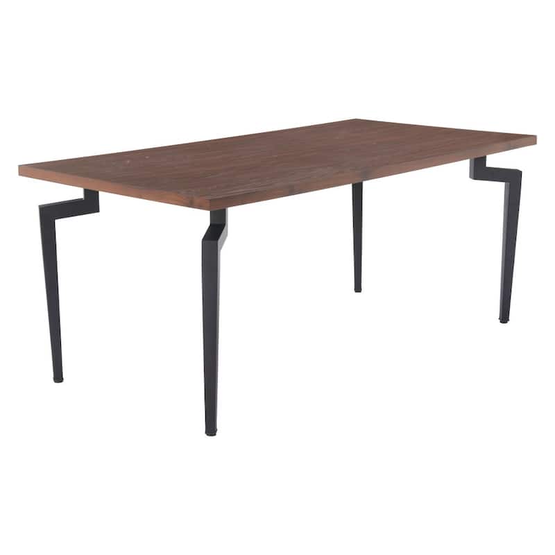 HomeRoots 71" Brown and Black Wood and Steel Dining Table - 71.00 in. x 29.70 in. x 36.00 in.