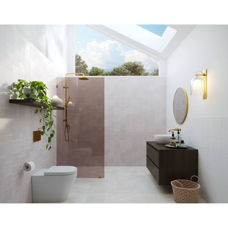 Glass Warehouse BTSFP-30 Ursa 78" High x 30" Wide Shower Screen - Satin Brass
