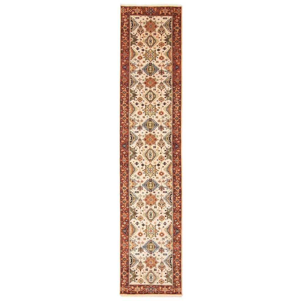 ECARPETGALLERY Hand-knotted Jules Sultane Cream Wool Rug - 2'6 x 11'8