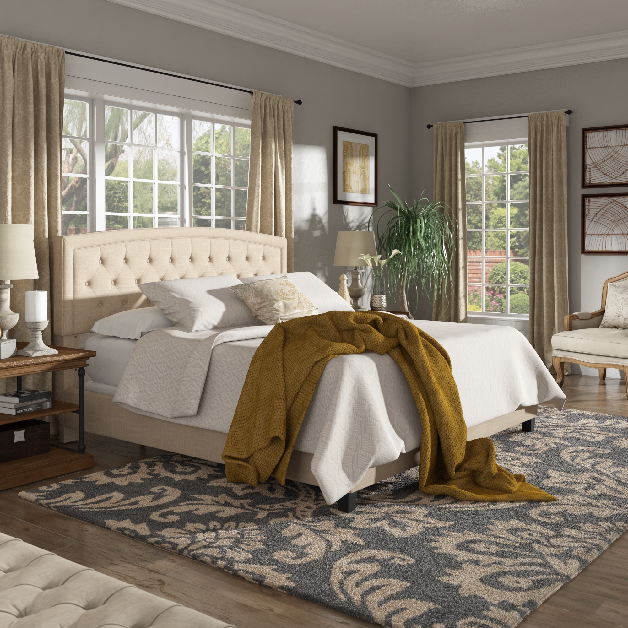 Pascal tufted upholstered shop bed