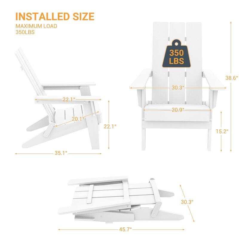 LIVOOSUN Foldable Adirondack Chair,Outdoor Wood-Grain Chair