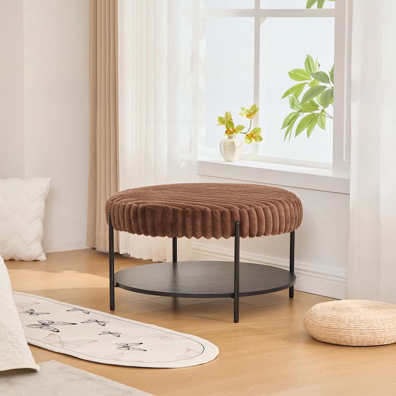 Wide Upholstered Round Coffee Table for Living Room Bedroom Entryway Hotel