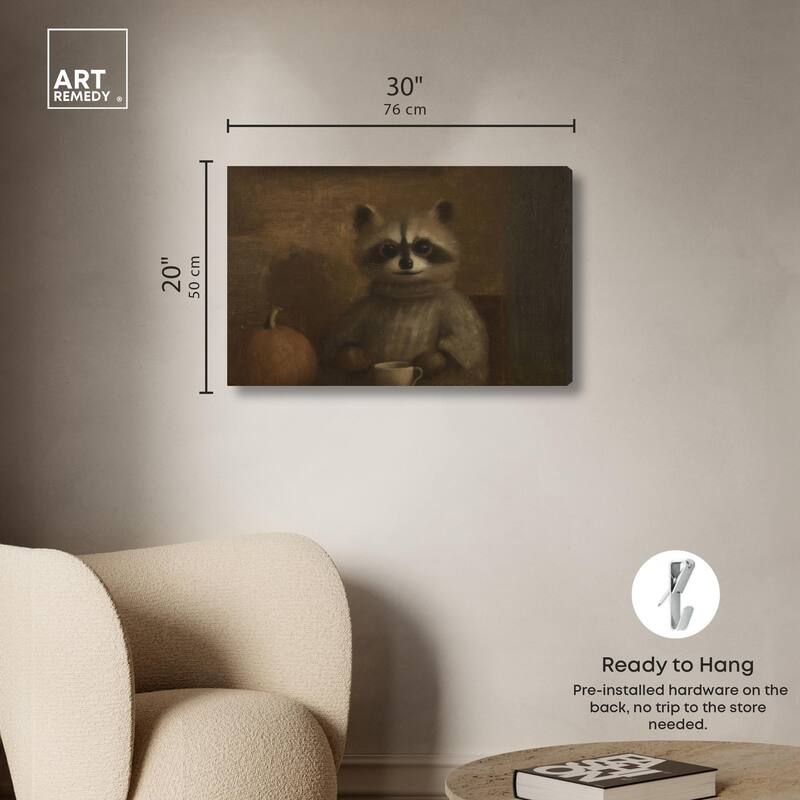 Raccoon Reverie Canvas by Art Remedy, Gallery Wrapped