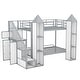 preview thumbnail 11 of 13, Castle-shaped Design Twin over Twin Metal Bunk Bed with Wardrobe and Multiple Storage,White+Gray