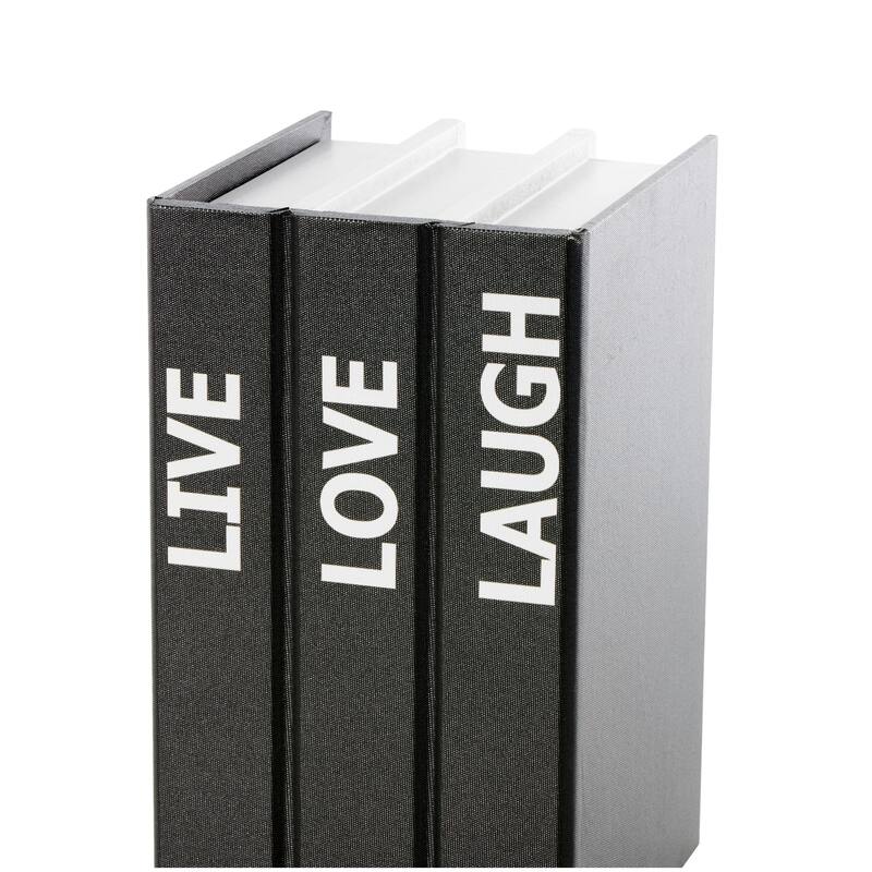 White or Black Canvas Faux Storage Book Box with Live, Laugh, Love Text (Set of 2)