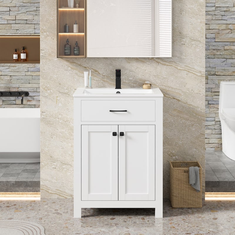 Bathroom Vanity with Sink & Faucet - 24"White - 24"