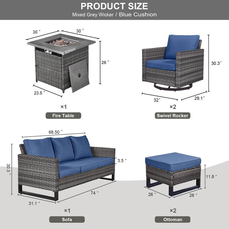 Gymojoy Outdoor Fire Pit Conversation Set, Patio Furniture with Cushions
