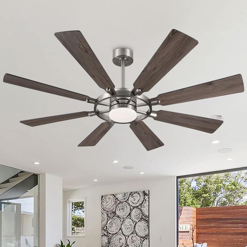 WINGBO 60-inch/72-inch 8-Blades Indoor DC Motor Ceiling Fan With LED Light and Remote Control