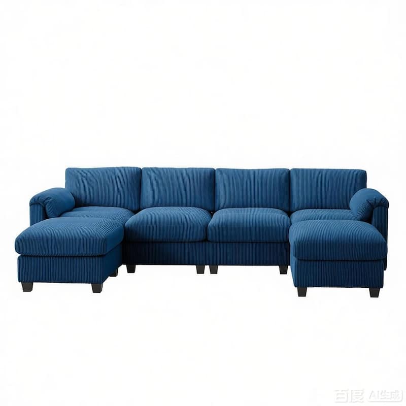 Modern Couduroy Modular Sectional Sofa Couch with Ottoman for Living Room