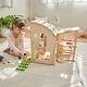 preview thumbnail 6 of 6, PlanToys Green Wooden Dollhouse With Furniture - Assorted