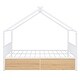 preview thumbnail 47 of 50, Twin/Full Size Metal House Bed with Two Drawers on Wheels, Kids Platform Bed with Roof Frame