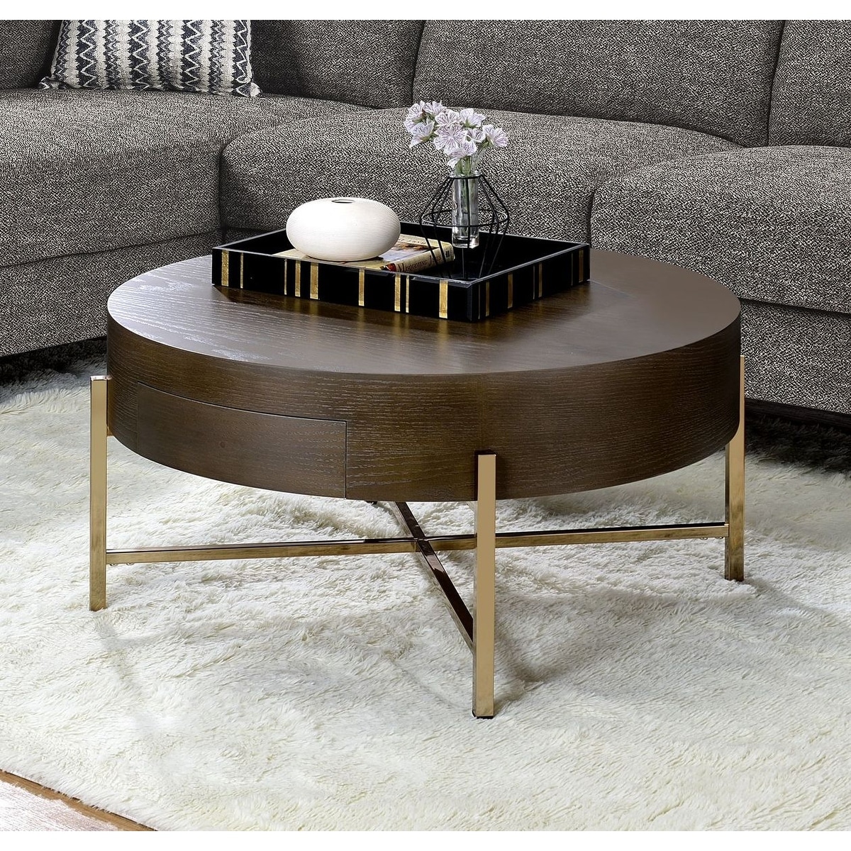 Round coffee table shop with gold legs