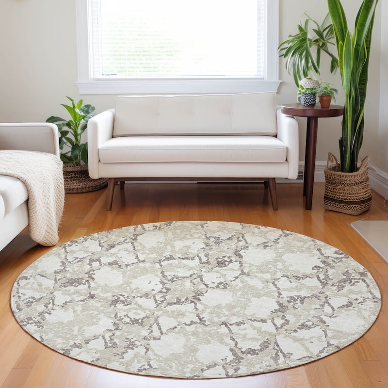Machine Washable Indoor/ Outdoor Abstract Modern Chantille Rug