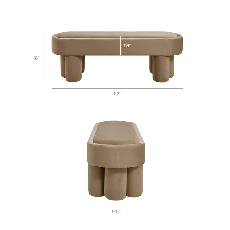 Mossi Oval Performance Velvet Accent Bench