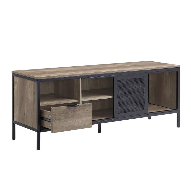 Oak Industrial Style 55" TV Stand with Storage Drawers and Shelf for TVs Up to 50"