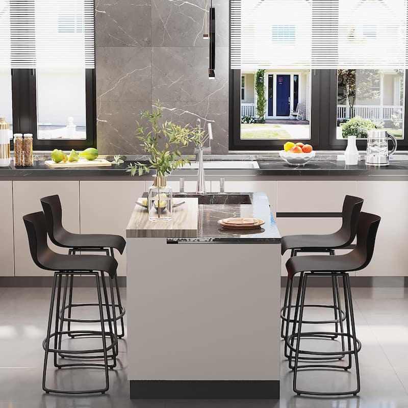 Bar Stools Set of 4 Counter Height Bar Stools Modern Swivel Bar Stools Bar Chairs with Back Plastic