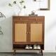 preview thumbnail 1 of 6, Multi-functional Modern Minimalist Walnut-Colored MDF Shoe Cabinet - Perfectly Blends into Nordic, and Industrial Style Homes Walnut