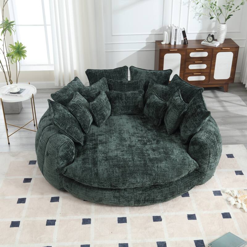 Comfortable Oversized Double Loaf High Back Round Sofa Bed with Armrests