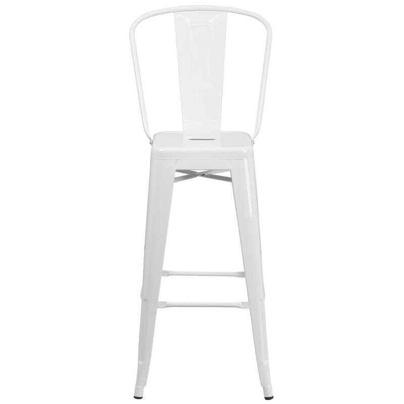 4 Pack 30" High Metal Indoor-Outdoor Barstool with Back - Kitchen Furniture