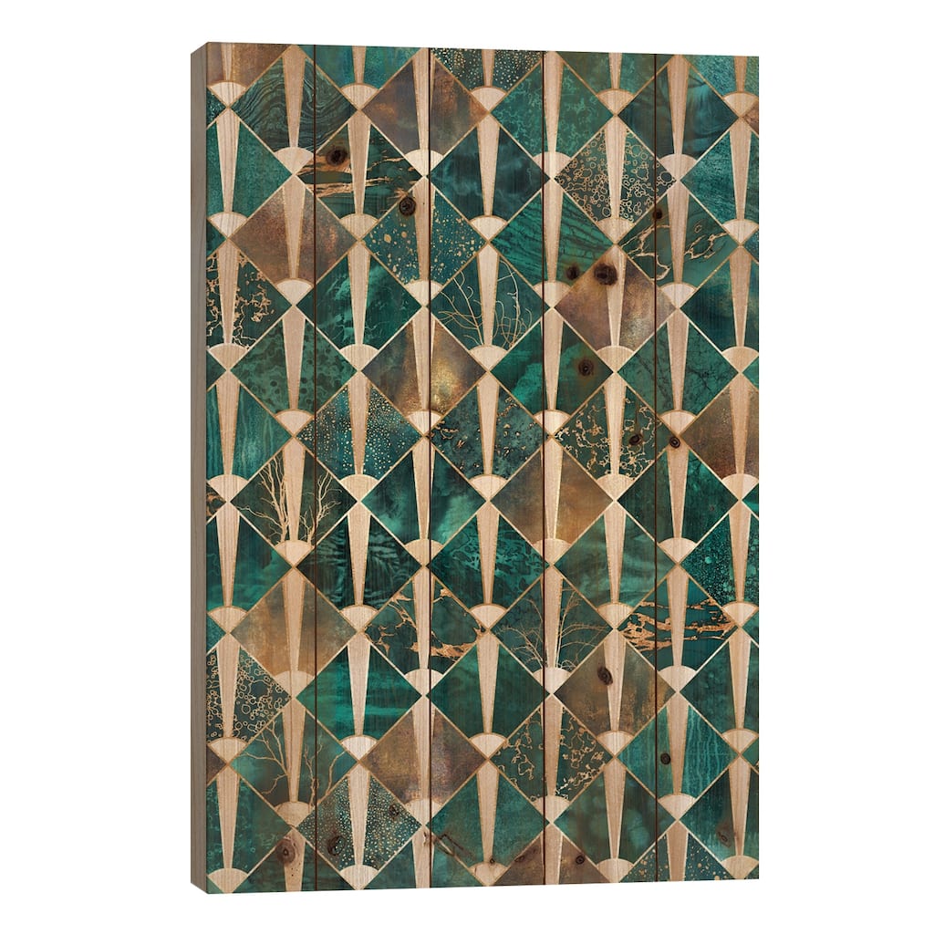 Art Deco Tiles I Print On Wood by Elisabeth Fredriksson - Multi-Color