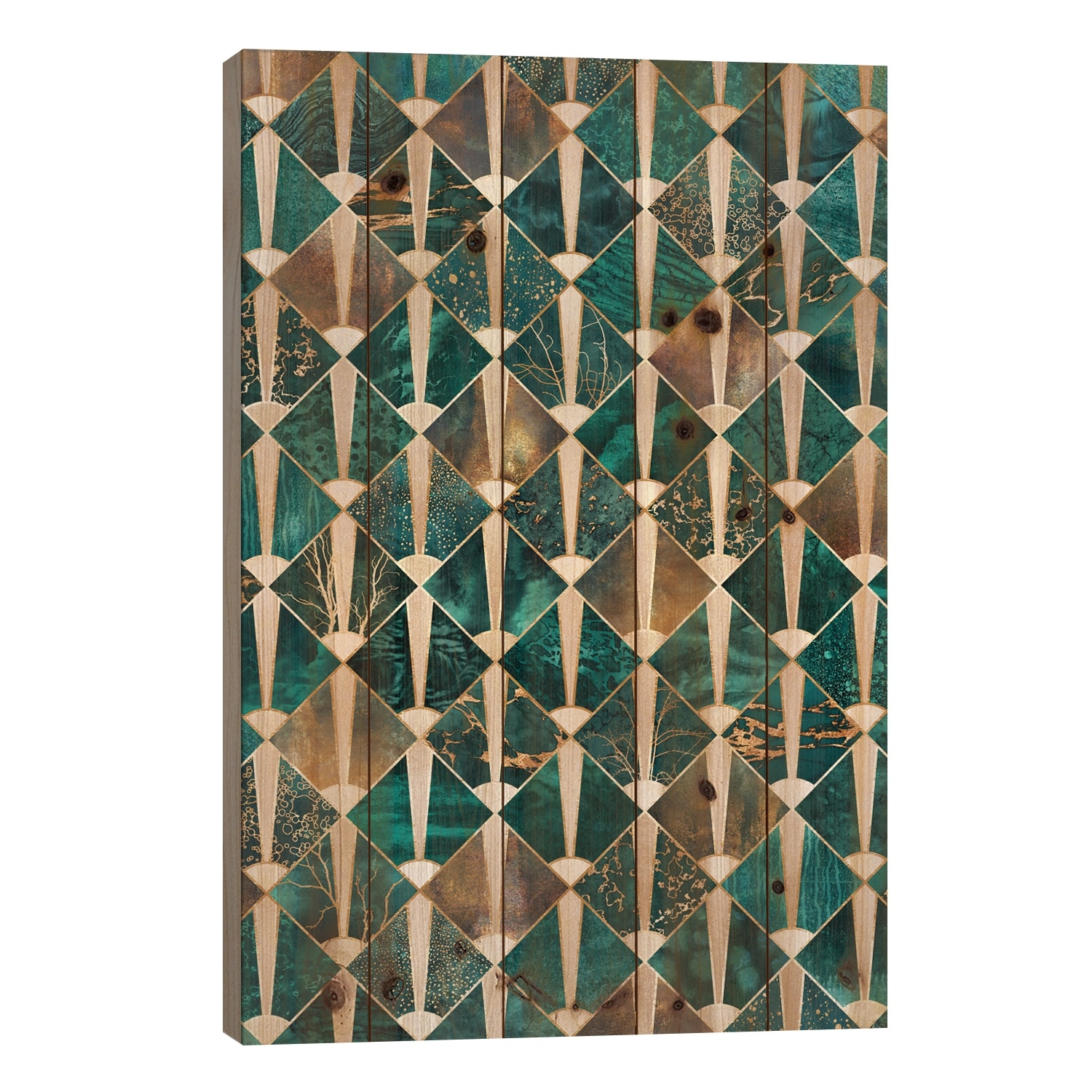 Art Deco Tiles I Print On Wood by Elisabeth Fredriksson - Multi-Color