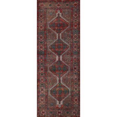 Tribal Heriz Persian Vintage Runner Rug Handmade Wool Carpet - 3'9" x 11'11"