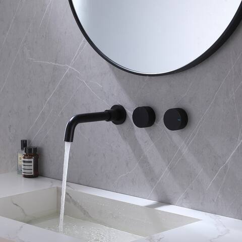 Rbrohant Round Knob Widespread Wall Mounted Bathroom Faucet