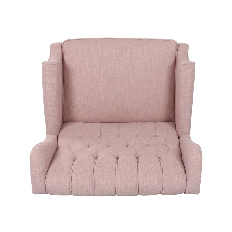 Oversized Wingback Push-Back Recliner with Footrest, Tufted Back, Nailheads