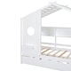 preview thumbnail 52 of 50, Pine Wood House Bed with Trundle Bed, Bookcase Bed with Storage Shlef & Roof, Semi-enclosed Design, for Kids Girls Boys