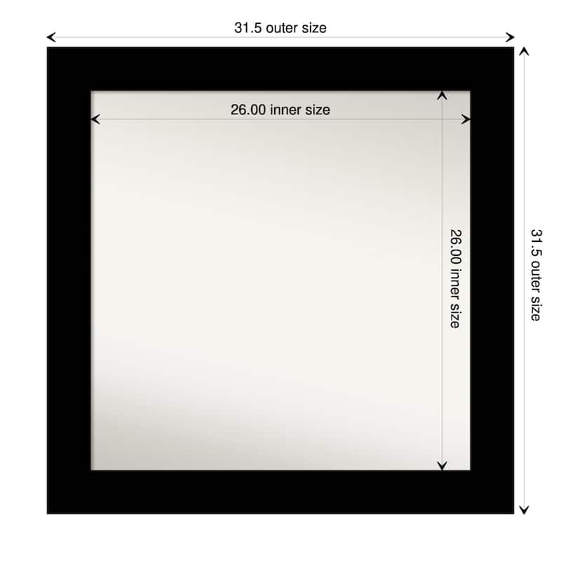 Basic Non-Beveled Wood Framed Wall Mirror - Basic Black - Glass Size 26x26