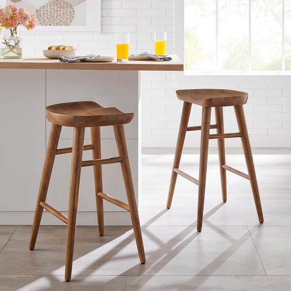 slide 2 of 30, Saville Backless Wood Counter Stools - Set of 2 Walnut - Counter Height - 23-28 in.