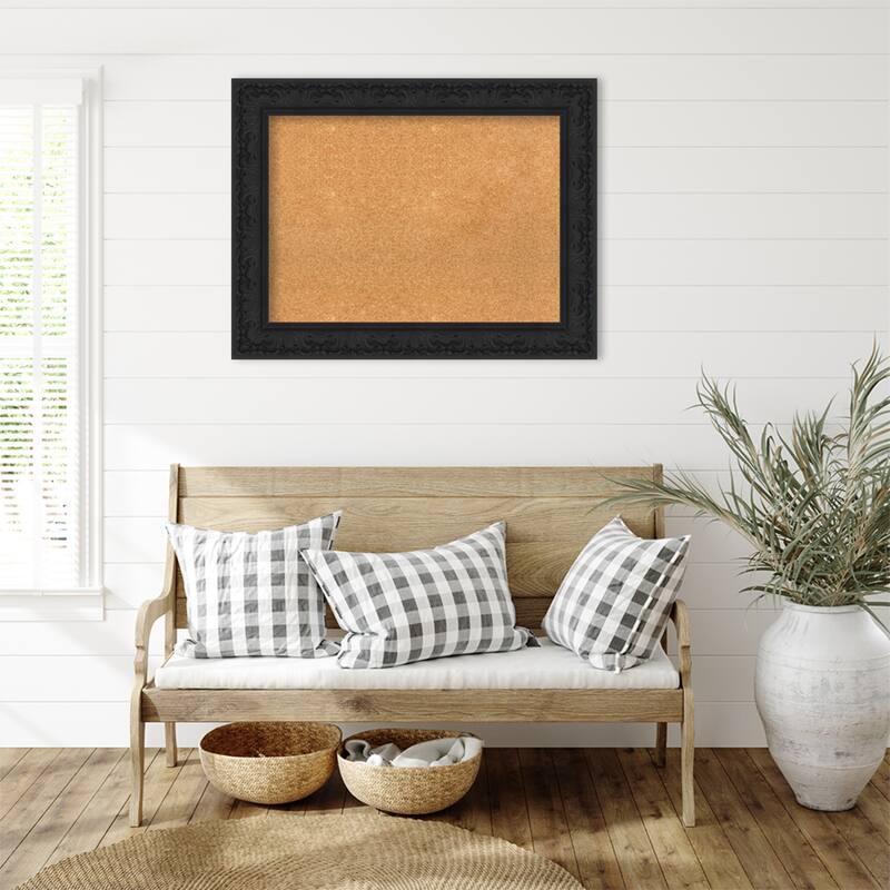 Luxe Black Framed Cork Board - Bulletin Board, Organization Board, Pin Board