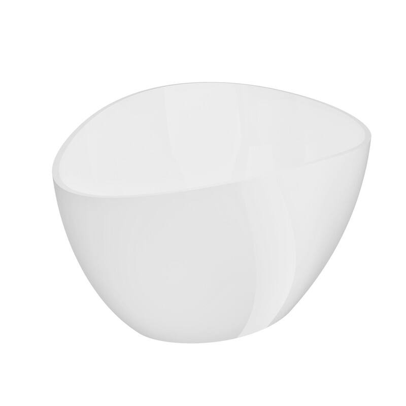 ABRUZZO 63" Freestanding Solid Surface Soaking Bathtub with Overflow & Pop-up Drain in Glossy White