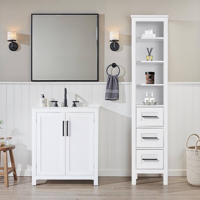 Winslow 16-28 Inch Open Shelving Bath Storage Cabinet