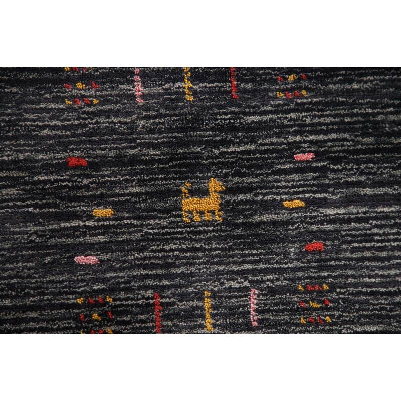 Striped Gabbeh Oriental Area Rug Wool Carpet - 8'9" x 11'6"